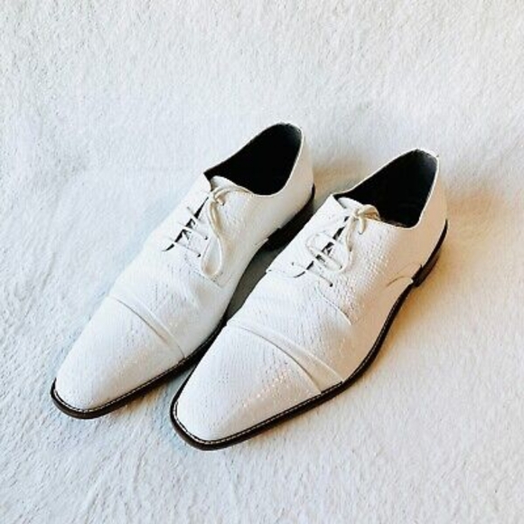 Men's Stacy Adams Rizzo Oxford  Shoes White (25086 100) Size 9 - Picture 3 of 4
